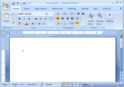 Word 2007 Screen